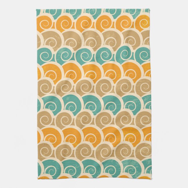 Watercolor Waves Pattern Kitchen Towel (Vertical)