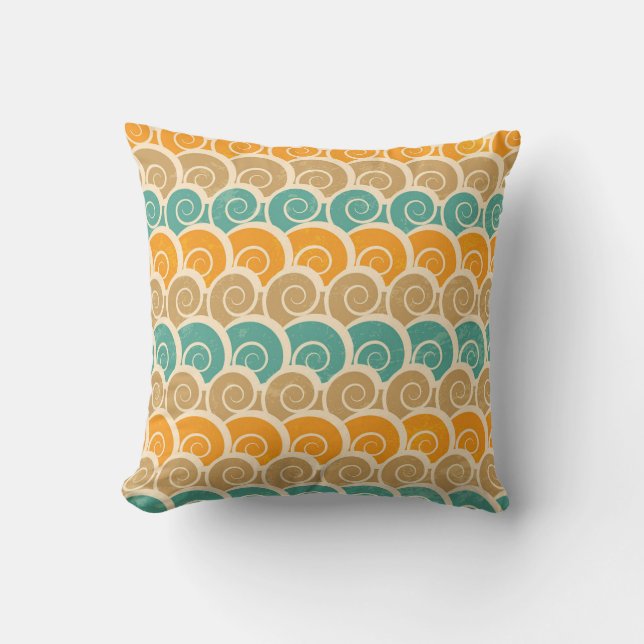 Watercolor Waves Pattern Throw Pillow (Front)