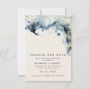 Watercolor Waves Photo Change La Date Invitation