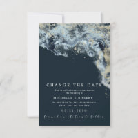 Watercolor Waves Photo Change The Date Invitation