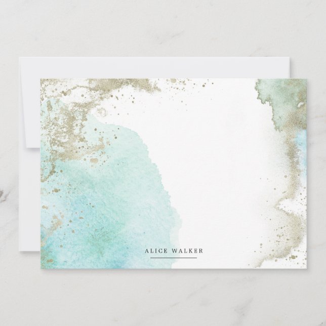 Watercolor Waves Sand Pastel Stationery Note Card (Front)