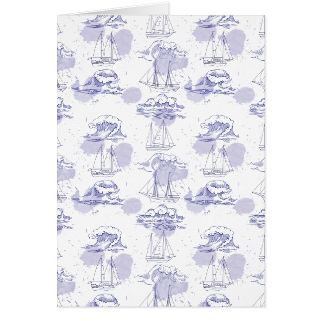 Watercolor Waves & Ships Pattern (Front)