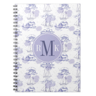 Watercolor Waves & Ships Pattern Notebook
