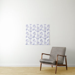 Watercolor Waves & Ships Pattern Tapestry