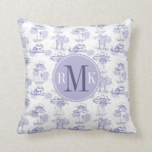 Watercolor Waves & Ships Pattern Throw Pillow