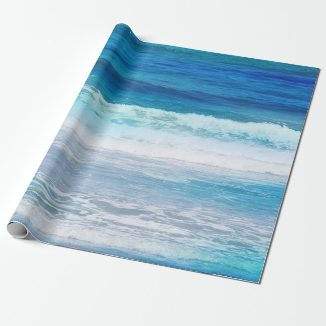 Watercolor Waves Wrapping Paper (Unrolled)