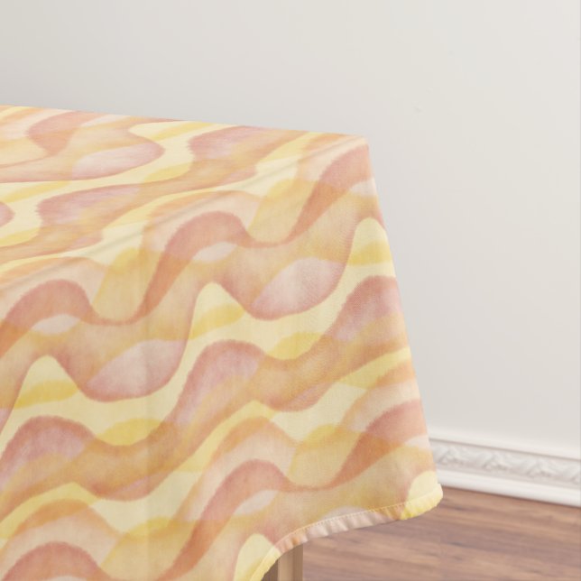 Watercolor Wavy Stripes, Yellow and Orange Tablecloth (In Situ)