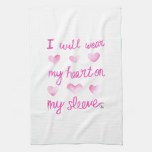 Watercolor Wear Heart on Sleeve Kitchen Towel
