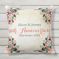 Watercolor Wedding Anniversary Botanical Coral