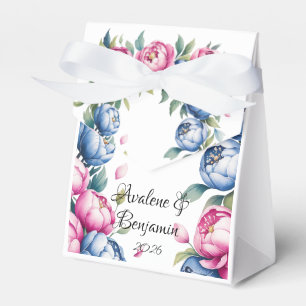 Watercolor Wedding Arch with Pink and Blue Blooms Favor Box