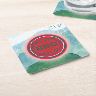 Watercolor Wedding Barbecue Square Paper Coaster