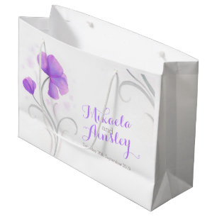 Watercolor wedding bride grooms named gift bag