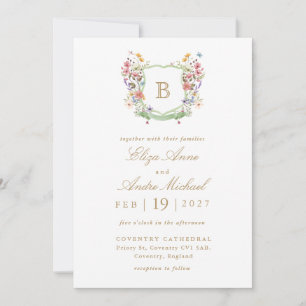 Watercolor Wedding Crest  Invitation