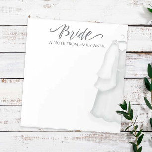 Watercolor Wedding Dress Personalized Bride Notepad