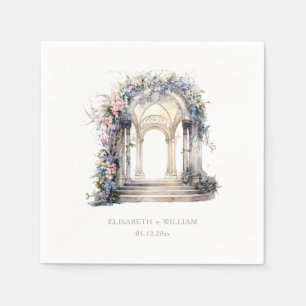 Watercolor Wedding Floral Arch Personalized Napkin