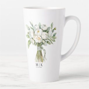 Watercolor Wedding Flower Bouquet Latte Mug