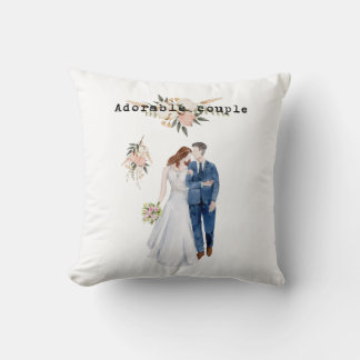 Watercolor Wedding gift Anniversary elegant floral Throw Pillow