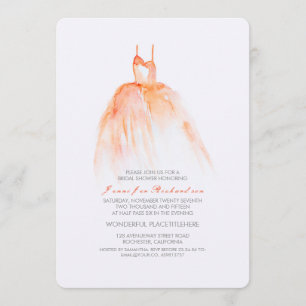 Watercolor Wedding Gown Bridal Shower Invitations