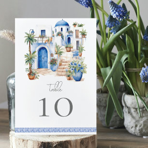 Watercolor Wedding Greece Table Number