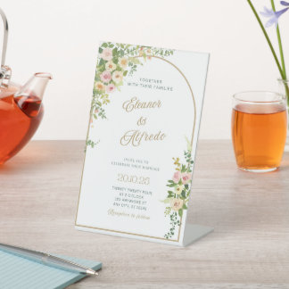 Watercolor Wedding Invitation Pedestal Sign