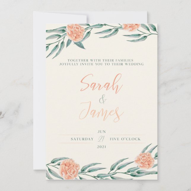 Watercolor Wedding Invitation Template (Front)