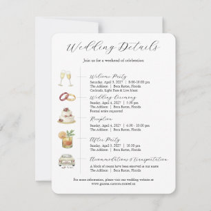 Watercolor Wedding Invitations Details Card