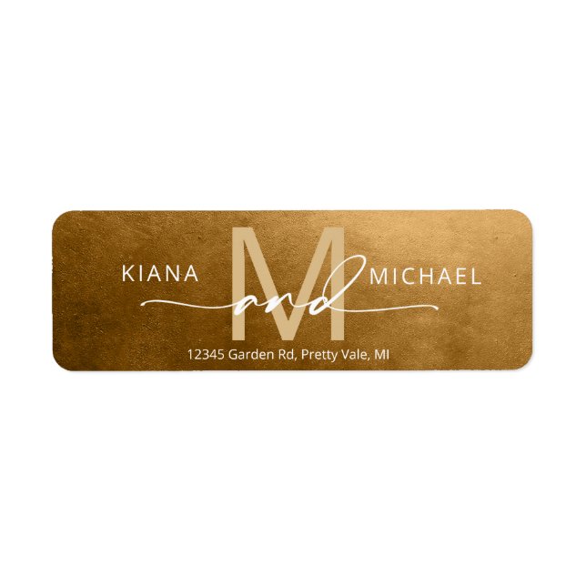 Watercolor Wedding Monogram Autumn Gold ID786 (Front)