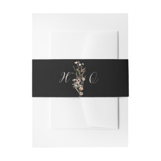 Watercolor Wedding Monogram Invitation Belly Band