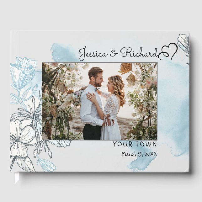 Watercolor Wedding PHOTO Guest Book (Front)