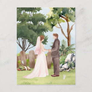 Watercolor wedding postcard