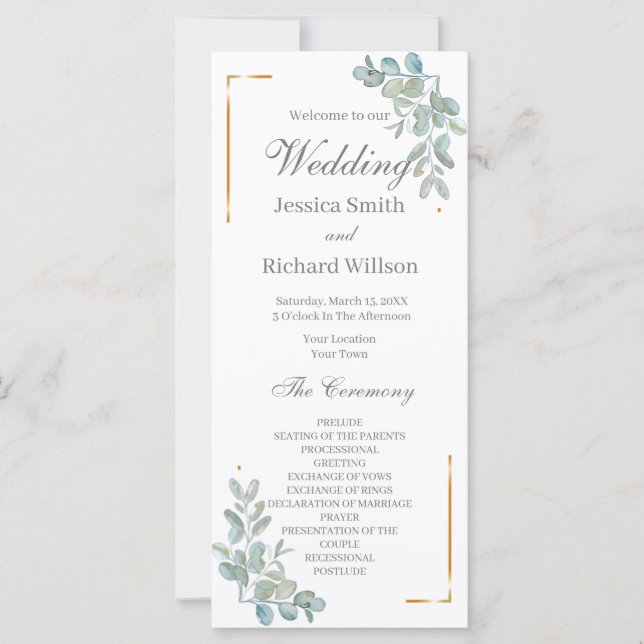 Watercolor Wedding Program (Front)