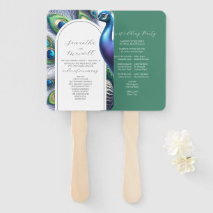 Watercolor Wedding Programs Peacock Hand Fan
