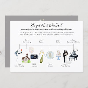 Watercolor Wedding Timeline Icon Program Template