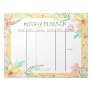 Watercolor Weekly Planner Notepad