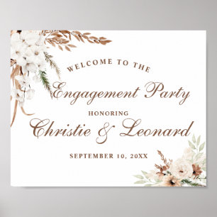 Watercolor Welcome Elegant Boho Engagement Party Poster