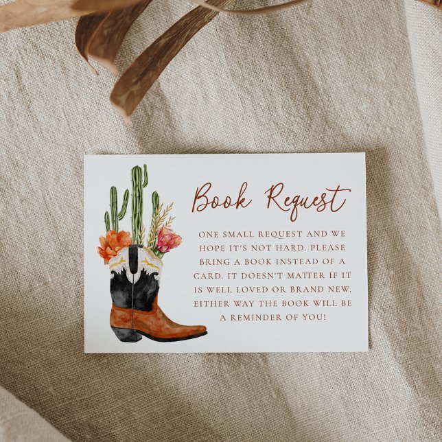 Watercolor Western Boots Baby Shower Book Request Enclosure Card (Creator Uploaded)