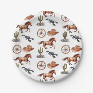 Watercolor Western Kid Art Paper Plate