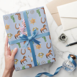 Watercolor Western Rodeo Horse Cowboy Cowgirl Wrapping Paper