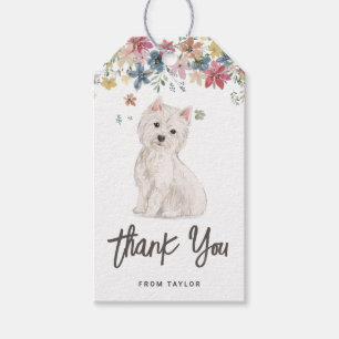 Watercolor Westie Dog Birthday Party Thank You Gift Tags