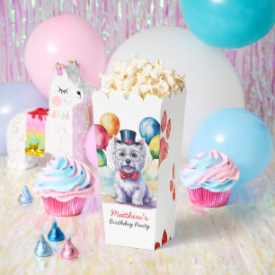 Watercolor Westie Dog Kids Birthday Party  Favor Box