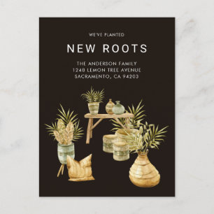 Watercolor We've Planted New Roots Moving Announcement Postcard
