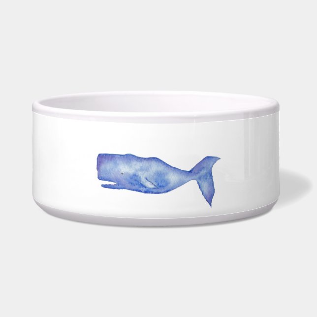 Watercolor whale dog bowl (Front)