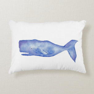 Watercolor whale pillow
