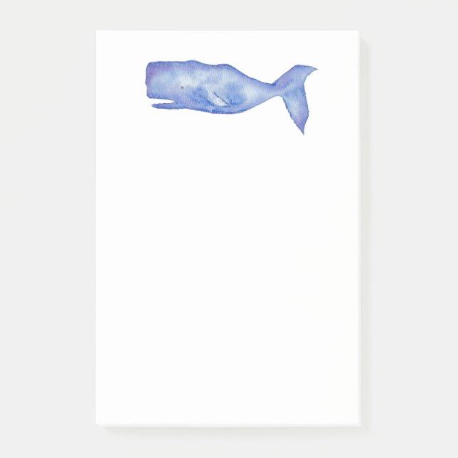 Watercolor Whale Post-it Notes (Front)