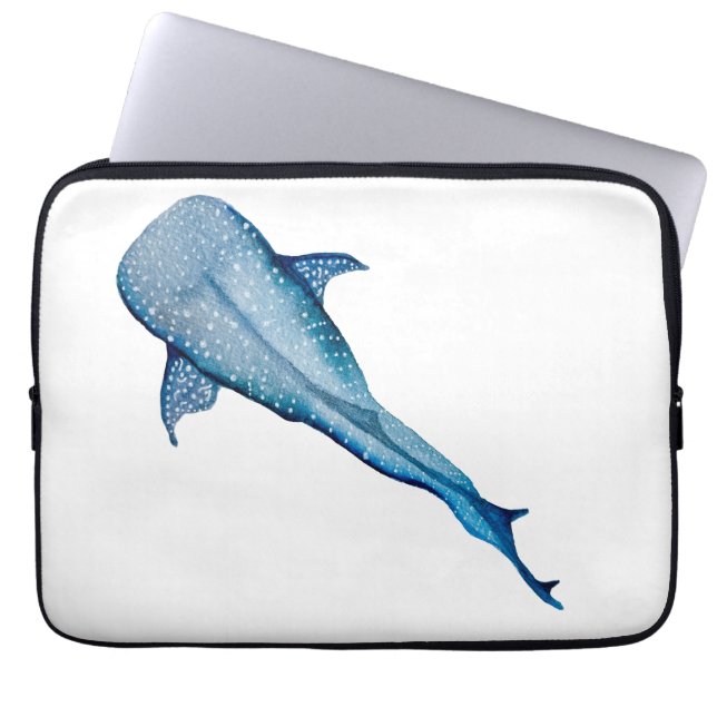 Watercolor whale shark classic laptop sleeve (Front)