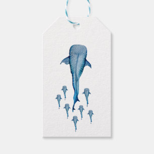 Watercolor whale shark gift tags