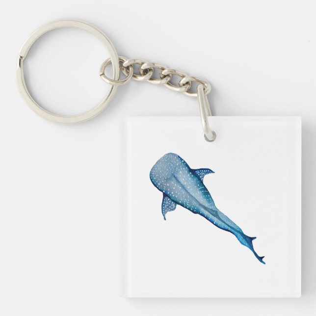 Watercolor whale shark keychain (Front)