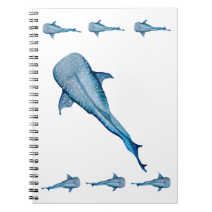 Watercolor whale shark notebook
