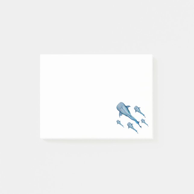 Watercolor whale shark post-it notes (Front)