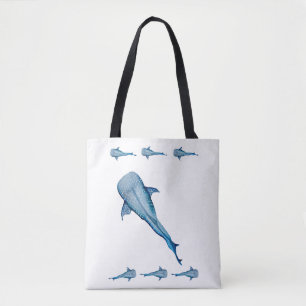 Watercolor whale shark tote bag